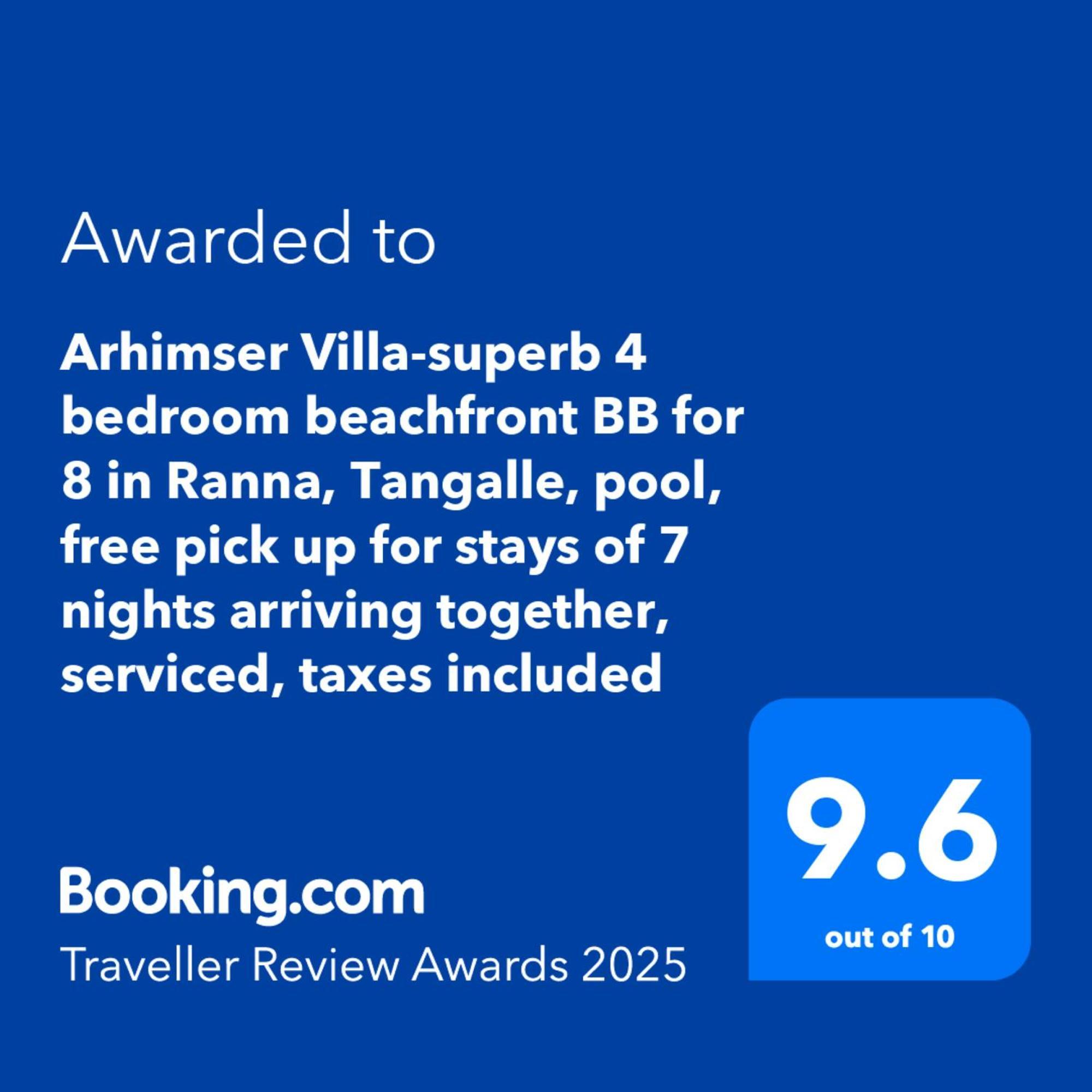 Arhimser Villa-Superb 4 Bedroom Beachfront For 8 In Ranna, Tangalle, Bb, Pool, Free Pick Up For 7 Night Stays Arriving Together, Serviced, Taxes Included المظهر الخارجي الصورة